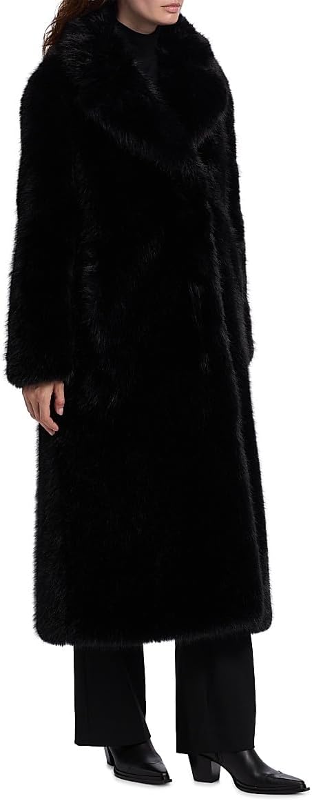 Mercer Collective, Mink Stripe Faux-Fur Coat, Small, Black : Luxury