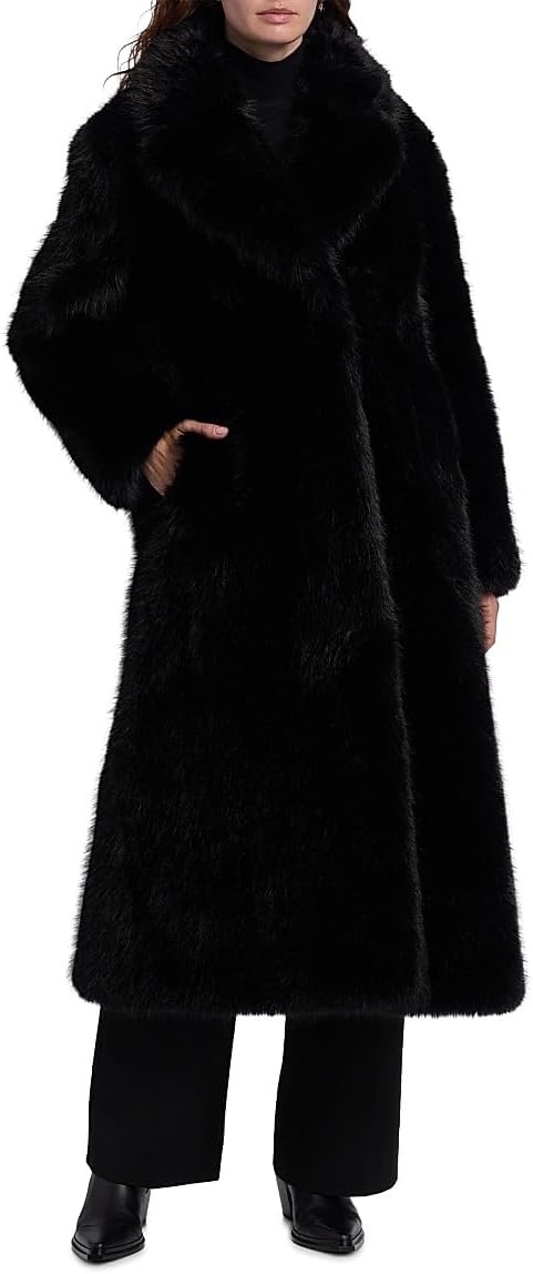 Mercer Collective, Mink Stripe Faux-Fur Coat, Small, Black : Luxury
