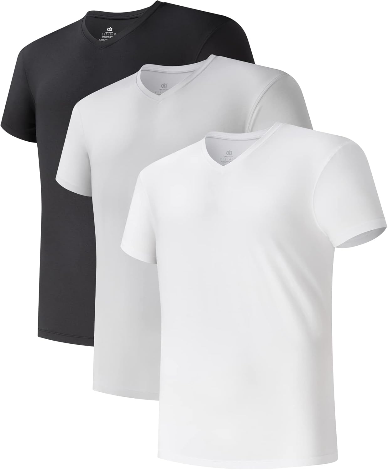 LTF Men's Undershirts Micro Modal Ultra Soft T-Shirts Stretch Moisture-Wicking Crewneck/V-Neck Tees for Men, 3-Pack