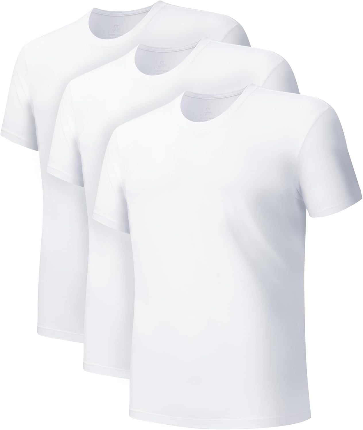 LTF Men's Undershirts Micro Modal Ultra Soft T-Shirts Stretch Moisture-Wicking Crewneck/V-Neck Tees for Men, 3-Pack