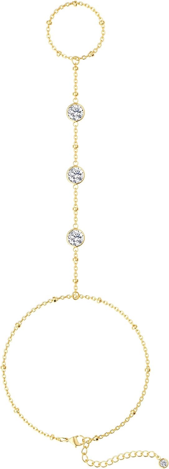 DEARMAY Gold Bracelets for Women Waterproof, 14K Gold Plated Jewelry Sets Trendy Thin Dainty Stackable Cuban Link Paperclip Chain Bracelet Pack Fashion Accessories Gifts for Womens