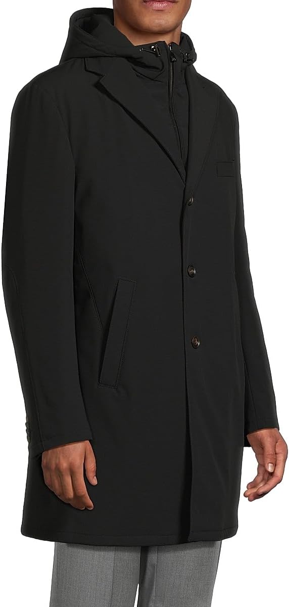 Corneliani, Peformance Stretch-Nylon Overcoat, 54 (44), Black :Luxury