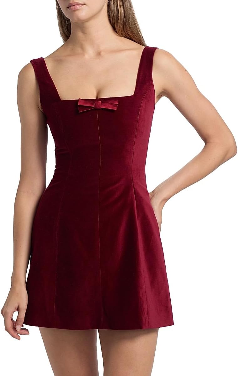 Markarian, Brooke Velvet Fit & Flare Minidress, 6, Burgandy :Luxury