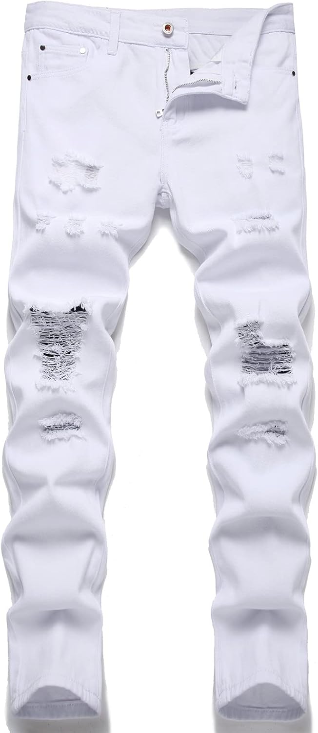 AITITIA Men's Ripped Regular Fit Jeans