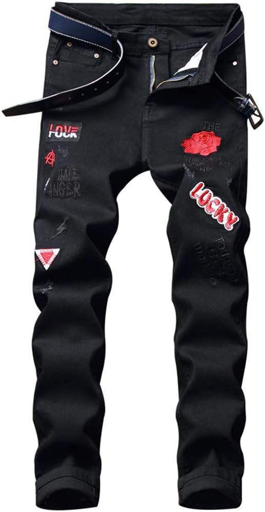 AITITIA Men's Ripped Regular Fit Jeans