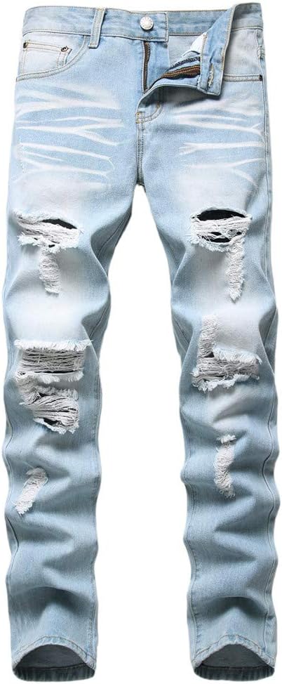 AITITIA Men's Ripped Regular Fit Jeans