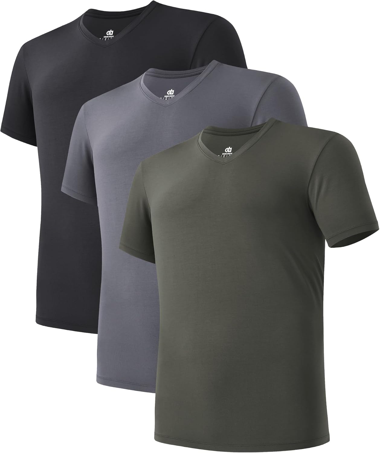 LTF Men's Undershirts Micro Modal Ultra Soft T-Shirts Stretch Moisture-Wicking Crewneck/V-Neck Tees for Men, 3-Pack