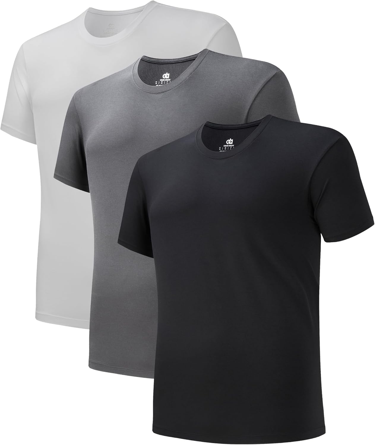 LTF Men's Undershirts Micro Modal Ultra Soft T-Shirts Stretch Moisture-Wicking Crewneck/V-Neck Tees for Men, 3-Pack