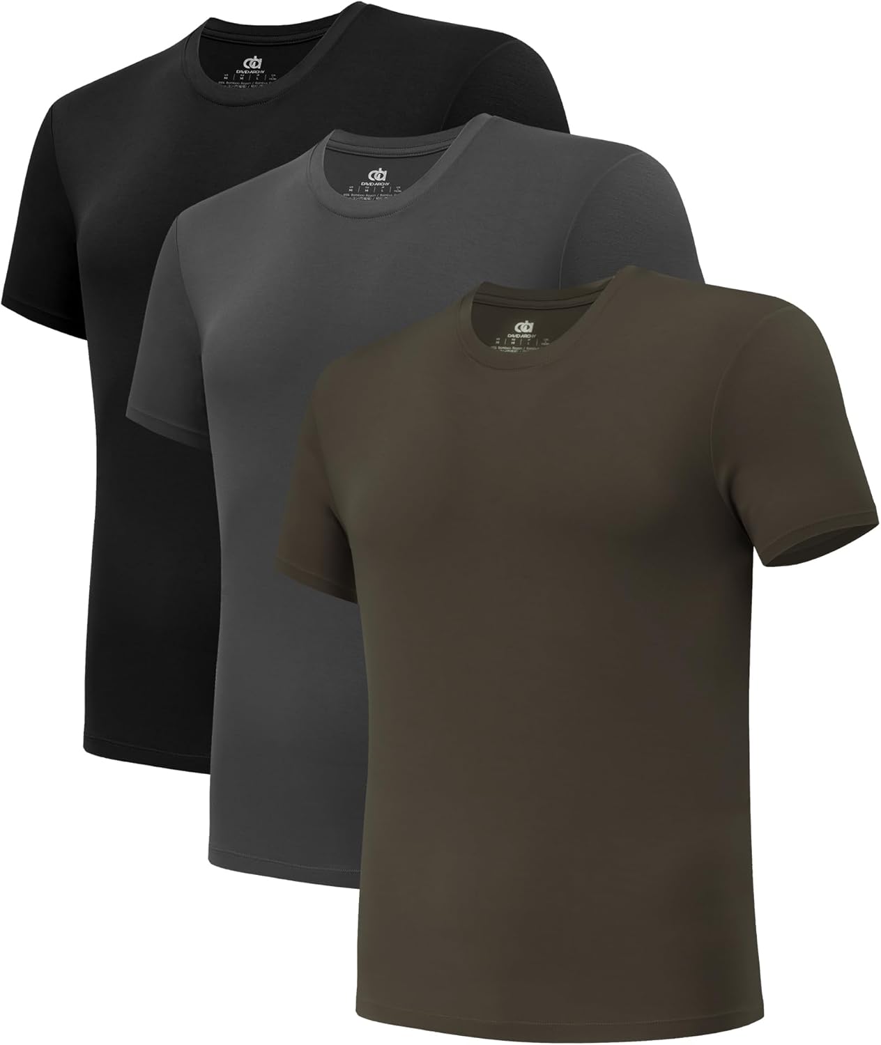 LTF Men's Undershirt Bamboo Rayon Moisture-Wicking Crewneck T-Shirts Stretch Tees for Men, 3 or 5 Pack