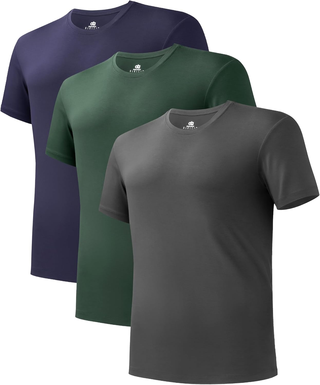 LTF Men's Undershirt Bamboo Rayon Moisture-Wicking Crewneck T-Shirts Stretch Tees for Men, 3 or 5 Pack