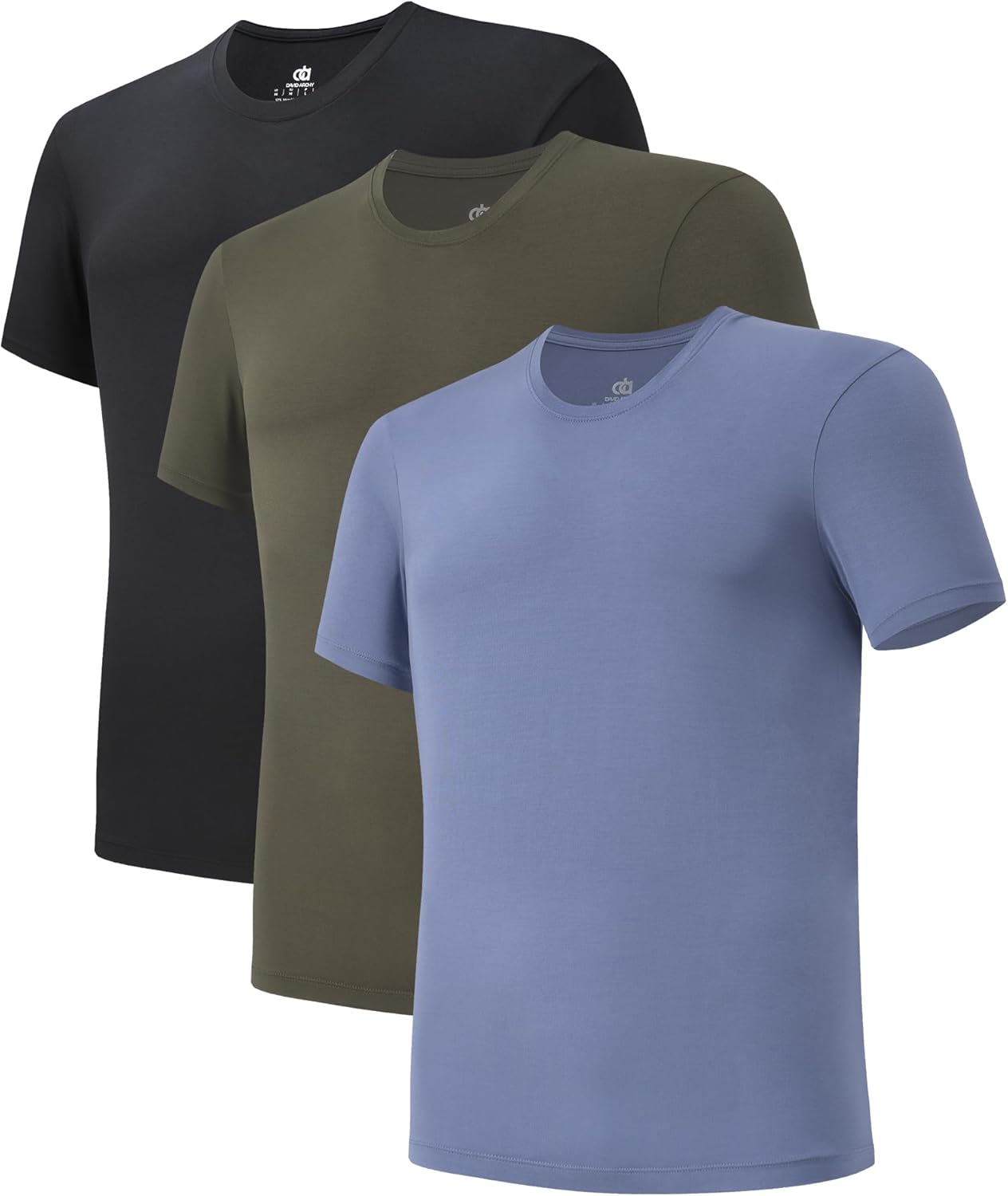 LTF Men's Undershirts Micro Modal Ultra Soft T-Shirts Stretch Moisture-Wicking Crewneck/V-Neck Tees for Men, 3-Pack