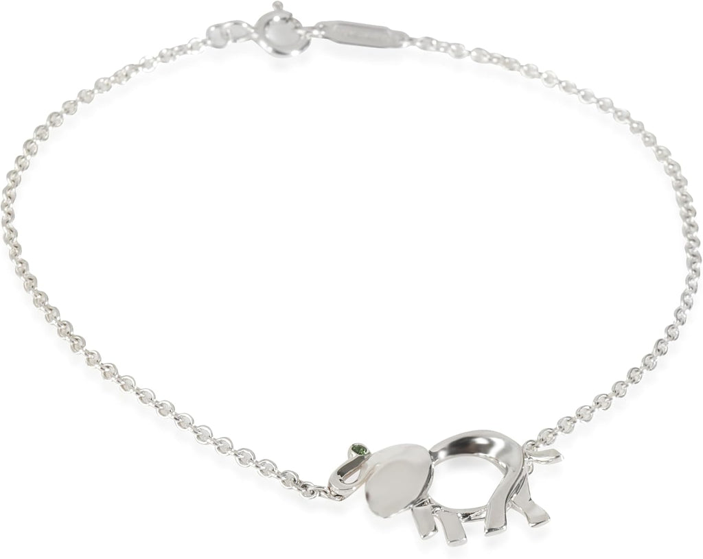 Tiffany & Co., Pre-Loved Save The Wild Elephant Bracelet, Sterling Silver, Tsavorite, 6 in : Luxury