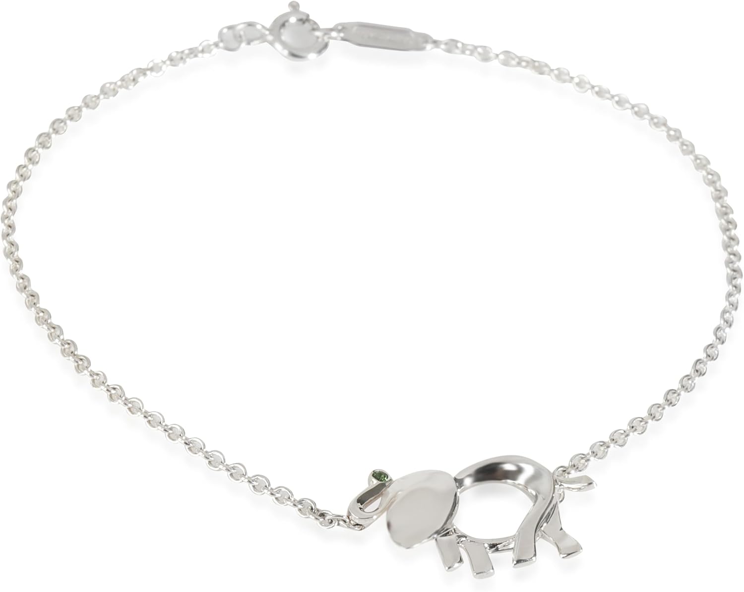 Tiffany & Co., Pre-Loved Save The Wild Elephant Bracelet, Sterling Silver, Tsavorite, 6 in : Luxury