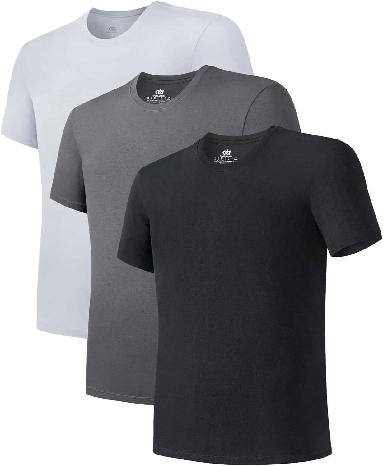 LTF Men's Undershirt Bamboo Rayon Moisture-Wicking Crewneck T-Shirts Stretch Tees for Men, 3 or 5 Pack