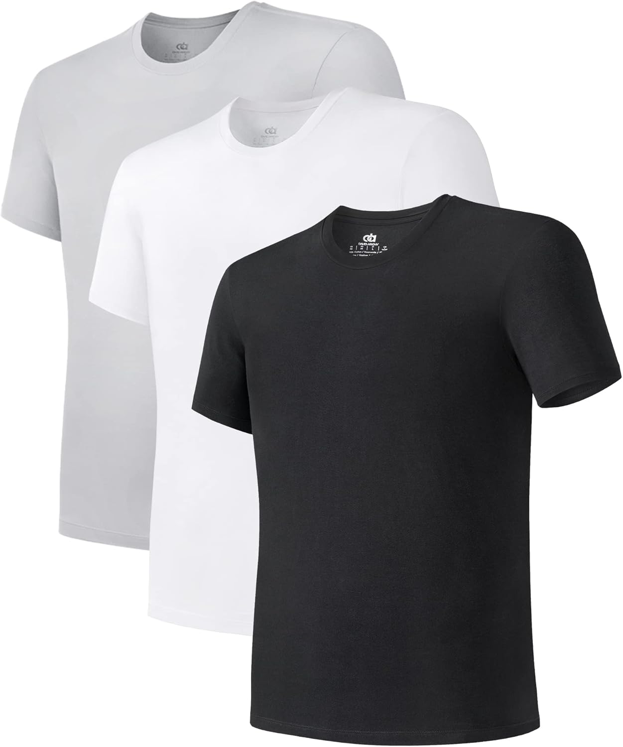 LTF Men's Undershirt Bamboo Rayon Moisture-Wicking Crewneck T-Shirts Stretch Tees for Men, 3 or 5 Pack