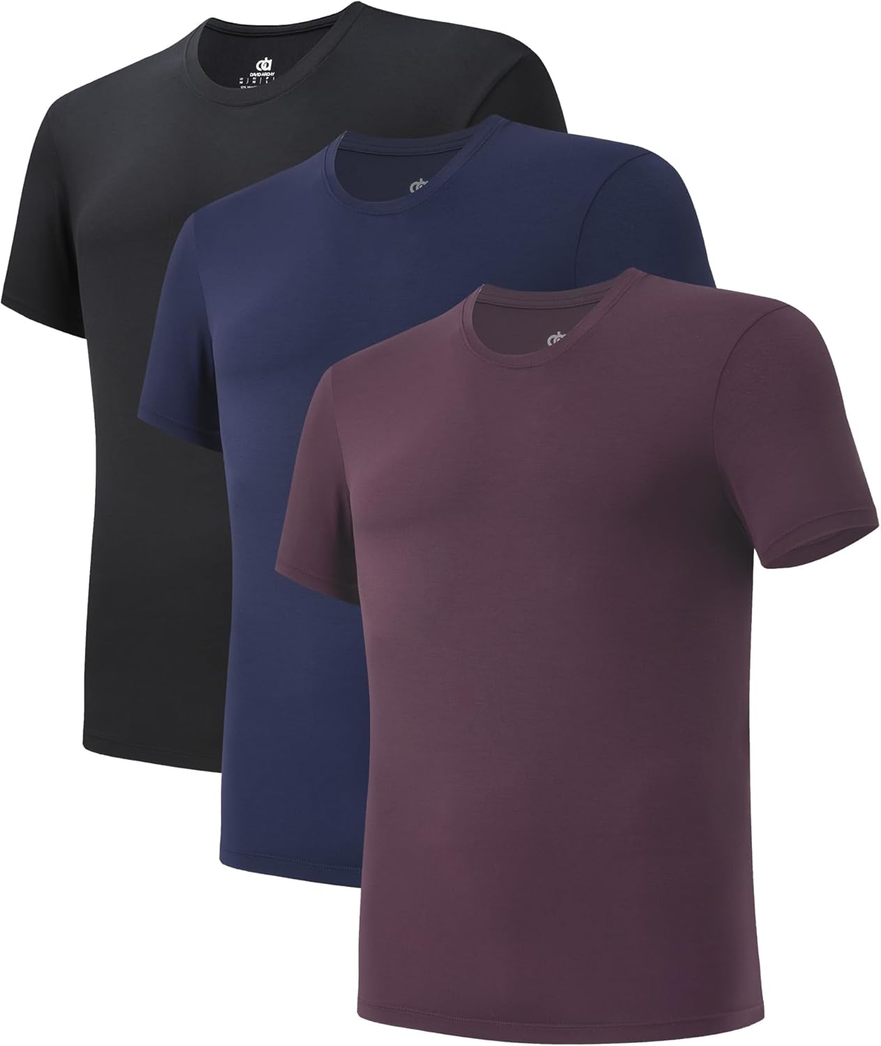 LTF Men's Undershirts Micro Modal Ultra Soft T-Shirts Stretch Moisture-Wicking Crewneck/V-Neck Tees for Men, 3-Pack