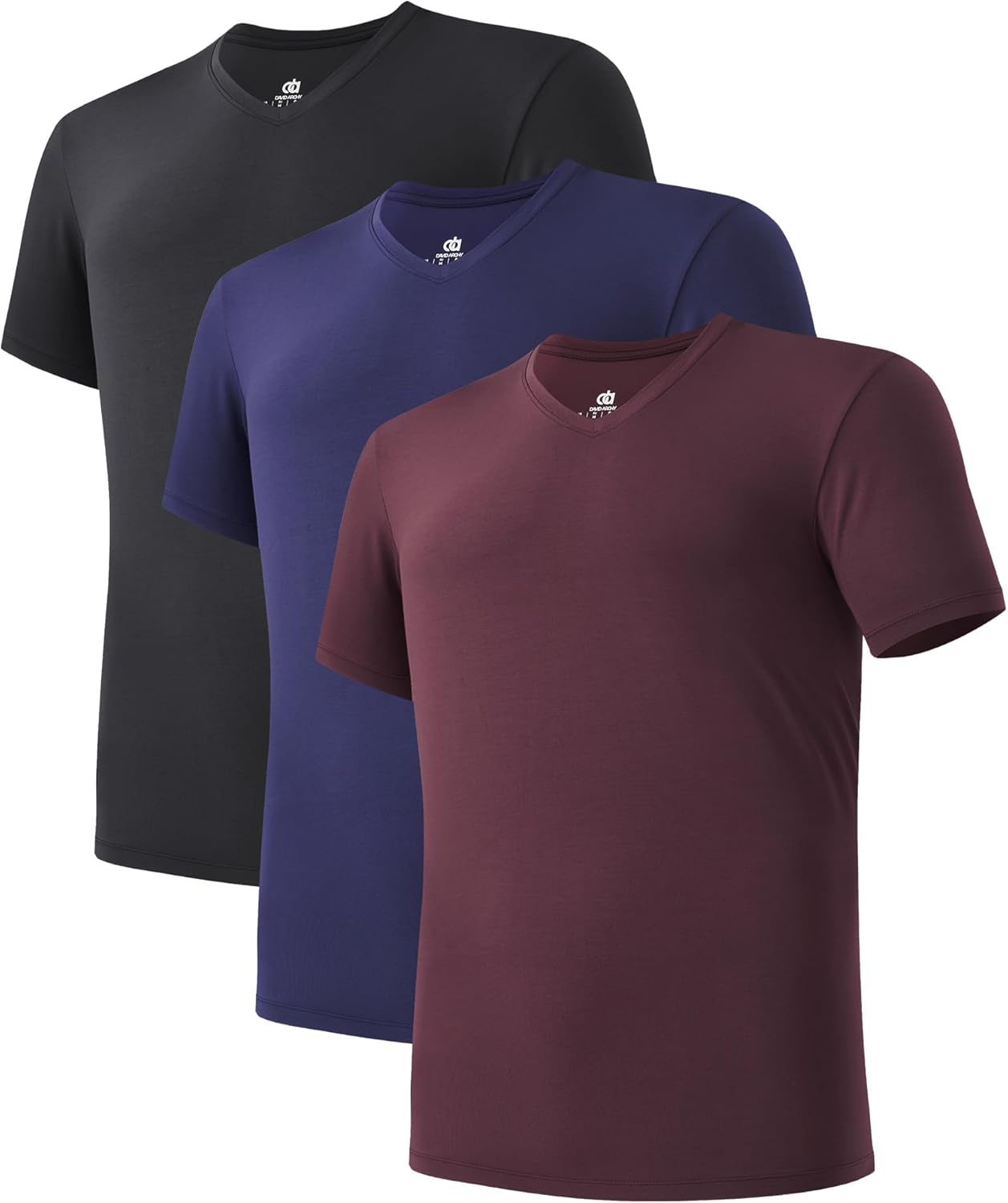 LTF Men's Undershirts Micro Modal Ultra Soft T-Shirts Stretch Moisture-Wicking Crewneck/V-Neck Tees for Men, 3-Pack