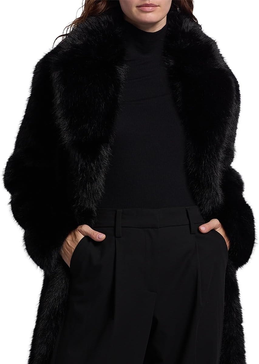 Mercer Collective, Mink Stripe Faux-Fur Coat, Small, Black : Luxury