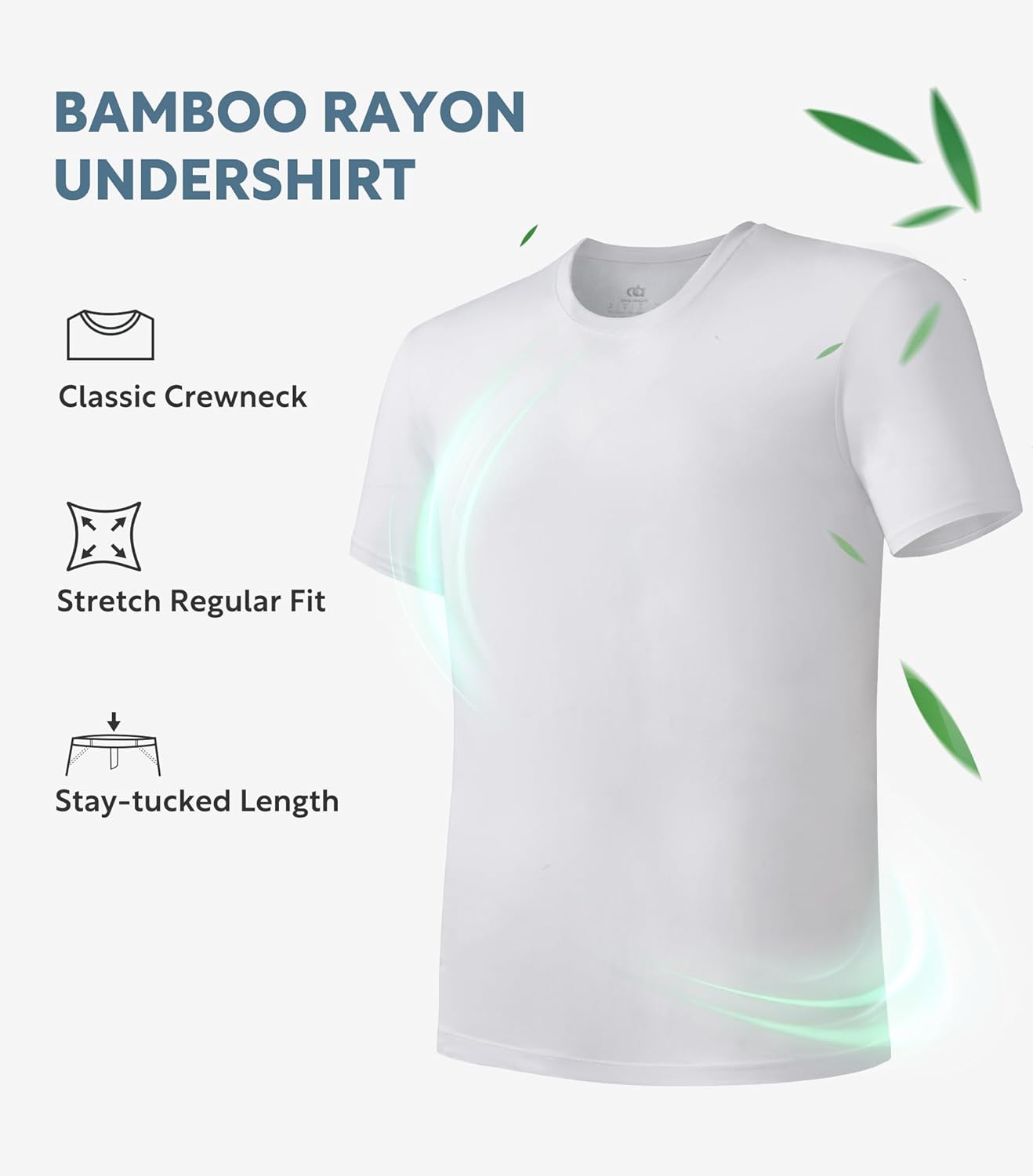 LTF Men's Undershirt Bamboo Rayon Moisture-Wicking Crewneck T-Shirts Stretch Tees for Men, 3 or 5 Pack