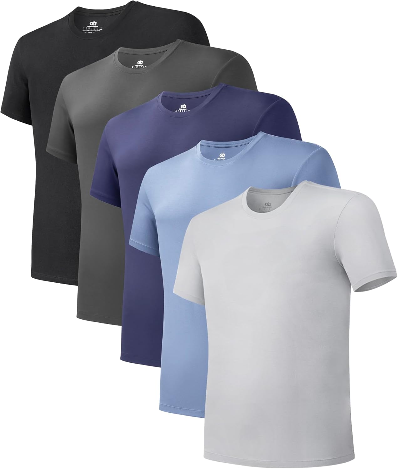 LTF Men's Undershirt Bamboo Rayon Moisture-Wicking Crewneck T-Shirts Stretch Tees for Men, 3 or 5 Pack