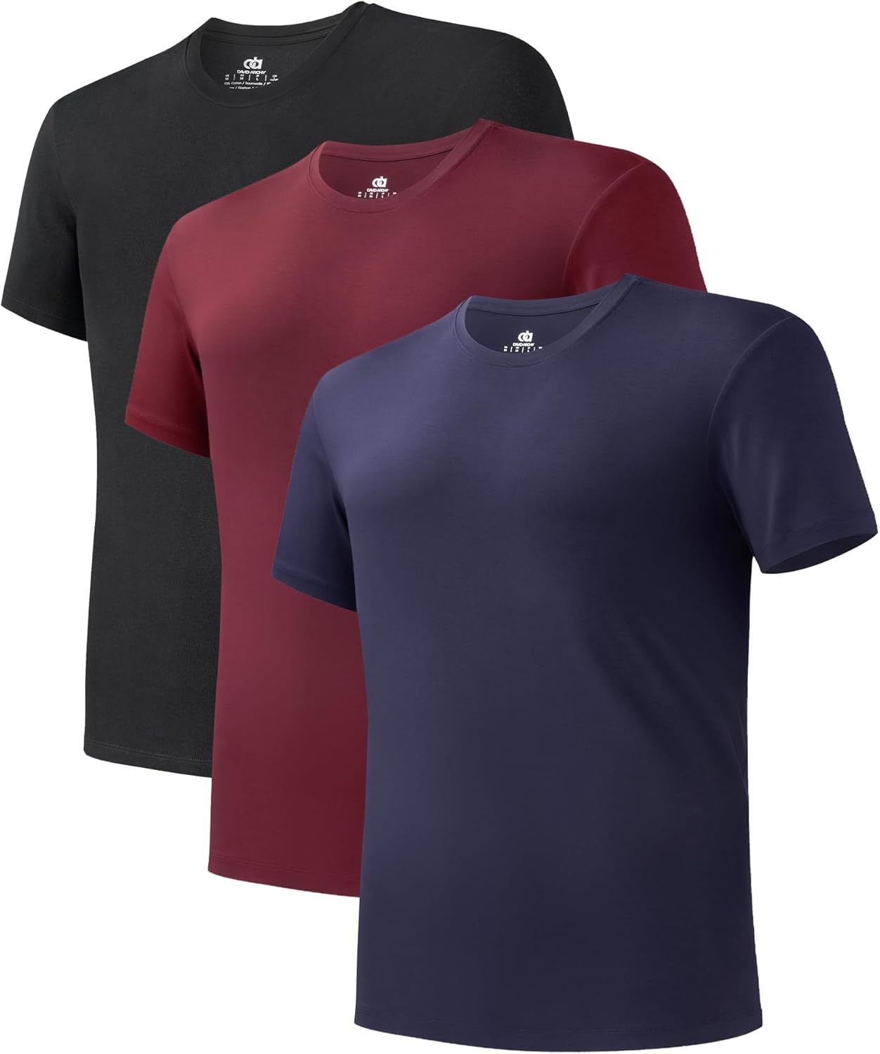 LTF Men's Undershirt Bamboo Rayon Moisture-Wicking Crewneck T-Shirts Stretch Tees for Men, 3 or 5 Pack