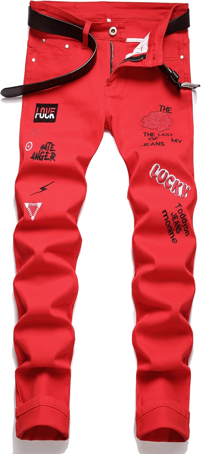 AITITIA Men's Ripped Regular Fit Jeans