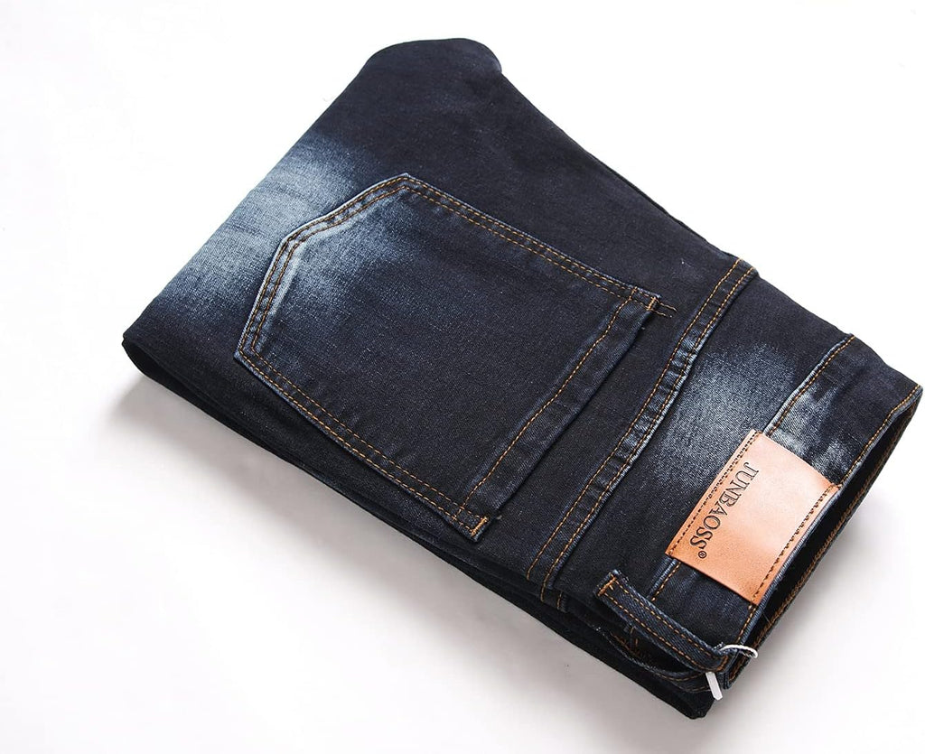 JUNBAOSS Men's Slim Fit Stretch Jeans Ripped Skinny Jeans for Men, Distressed Straight Leg Fashion Comfort Flex Waist Pants