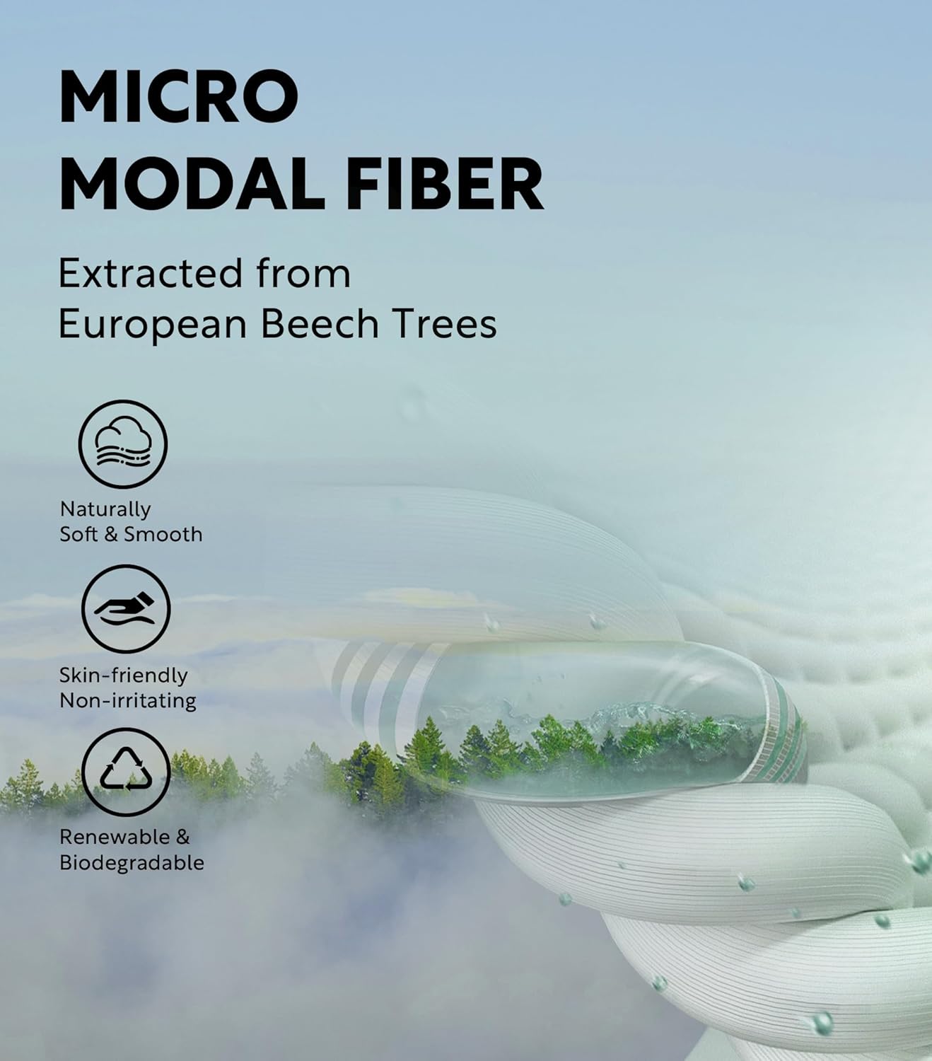 Micro modal fiber benefits - sustainable European beech tree fabric naturally soft smooth skin-friendly