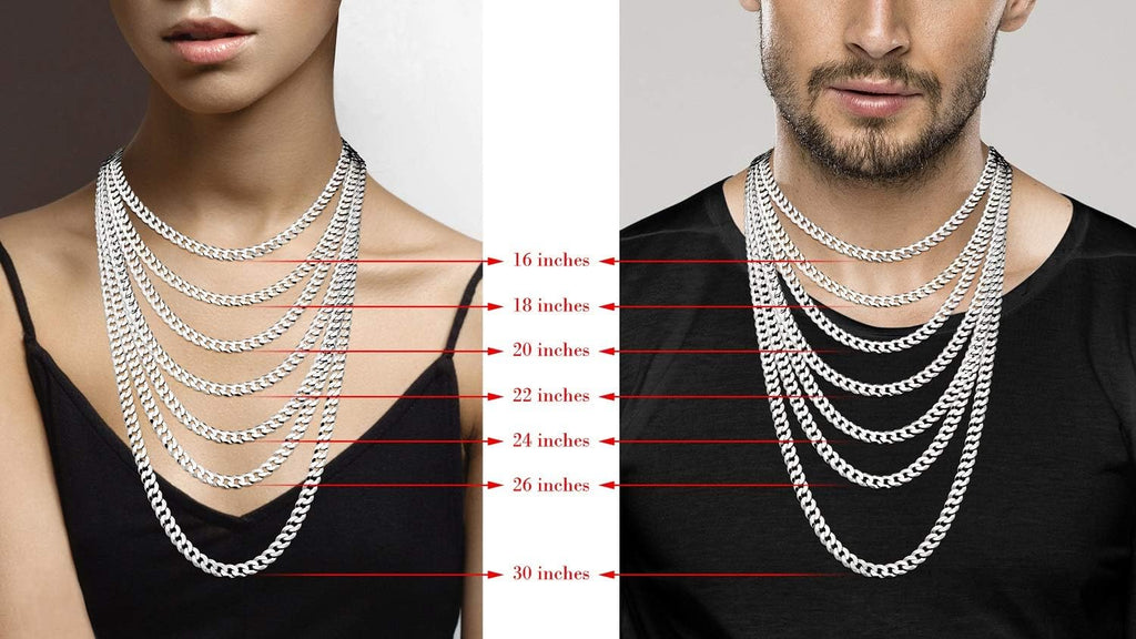 Miabella Solid 925 Sterling Silver Italian 7mm Diamond Cut Cuban Link Curb Chain Necklace for Men Women