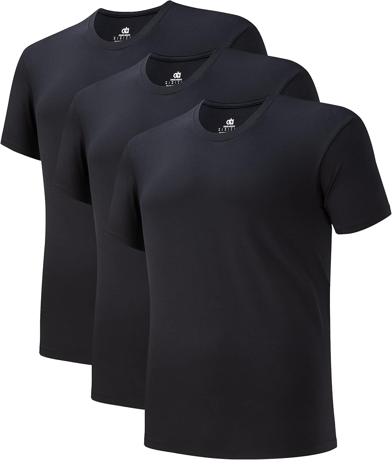LTF Men's Undershirts Micro Modal Ultra Soft T-Shirts Stretch Moisture-Wicking Crewneck/V-Neck Tees for Men, 3-Pack