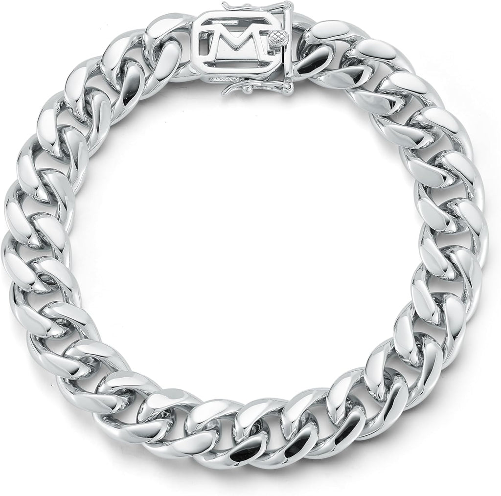 MATEO New York, Classic Cuban Link Chain Bracelet, 8in, Sterling Silver : Clothing, Shoes & Jewelry