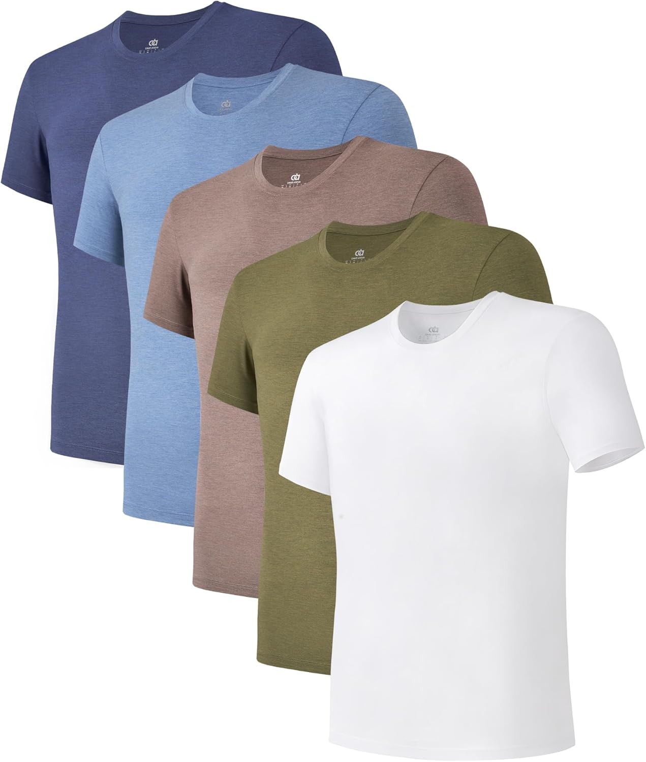 LTF Men's Undershirt Bamboo Rayon Moisture-Wicking Crewneck T-Shirts Stretch Tees for Men, 3 or 5 Pack