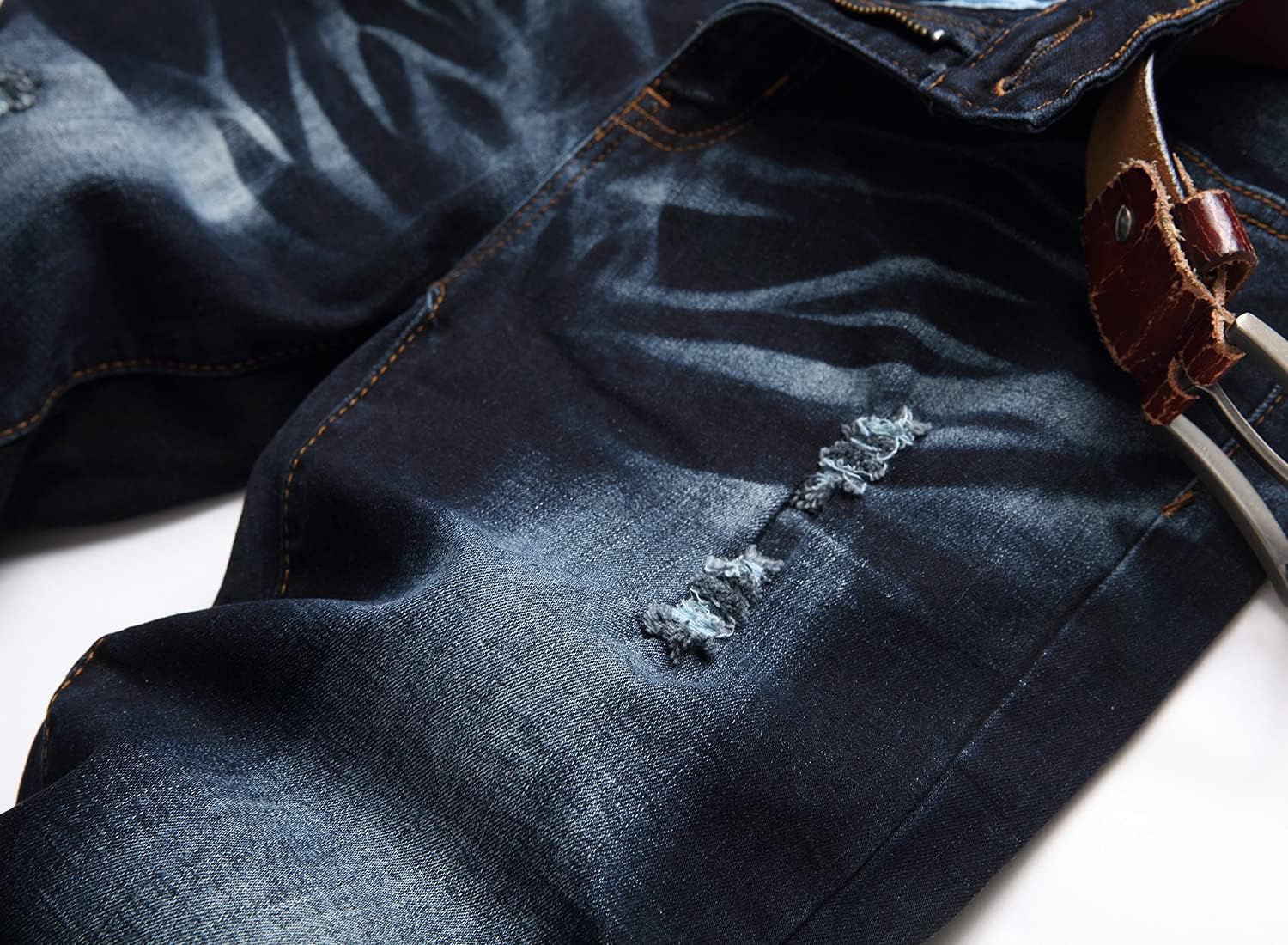 JUNBAOSS Men's Slim Fit Stretch Jeans Ripped Skinny Jeans for Men, Distressed Straight Leg Fashion Comfort Flex Waist Pants