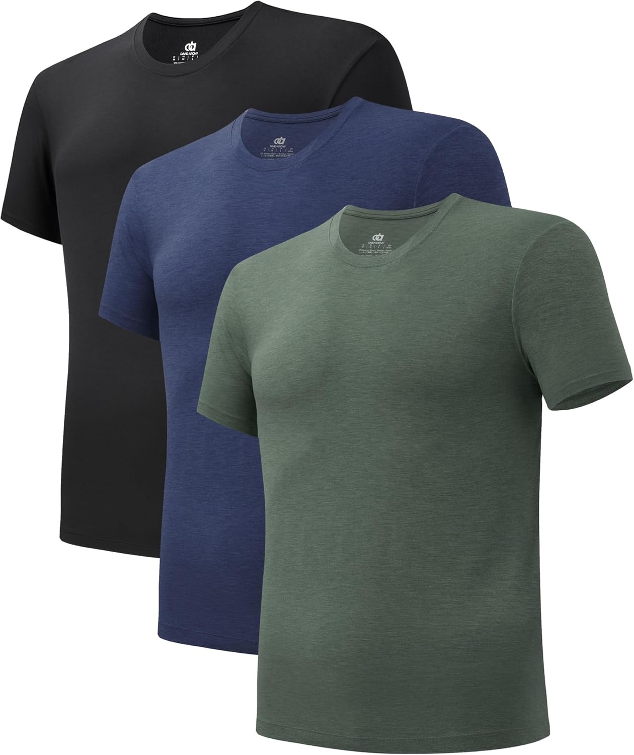 LTF Men's Undershirt Bamboo Rayon Moisture-Wicking Crewneck T-Shirts Stretch Tees for Men, 3 or 5 Pack