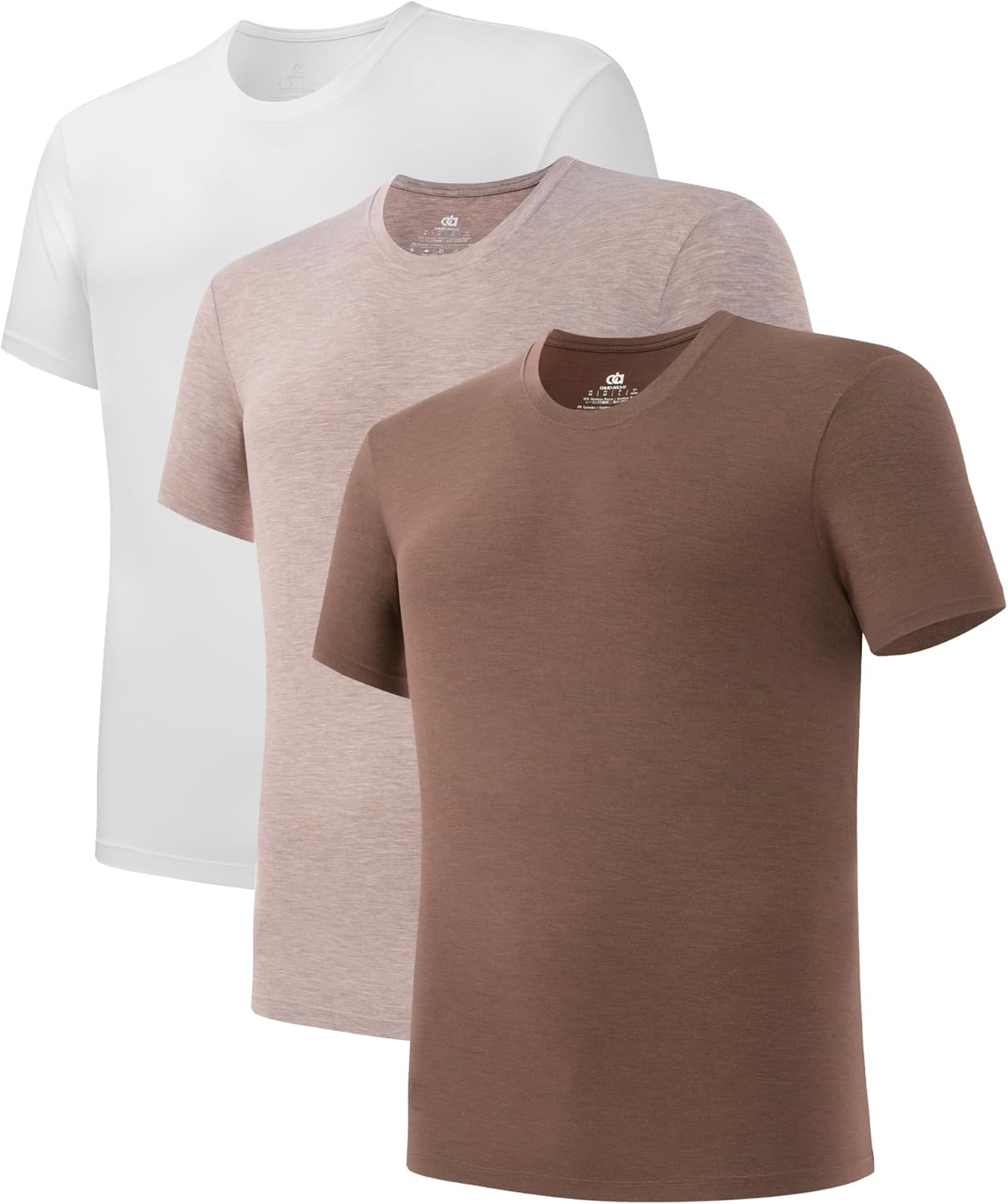 LTF Men's Undershirt Bamboo Rayon Moisture-Wicking Crewneck T-Shirts Stretch Tees for Men, 3 or 5 Pack