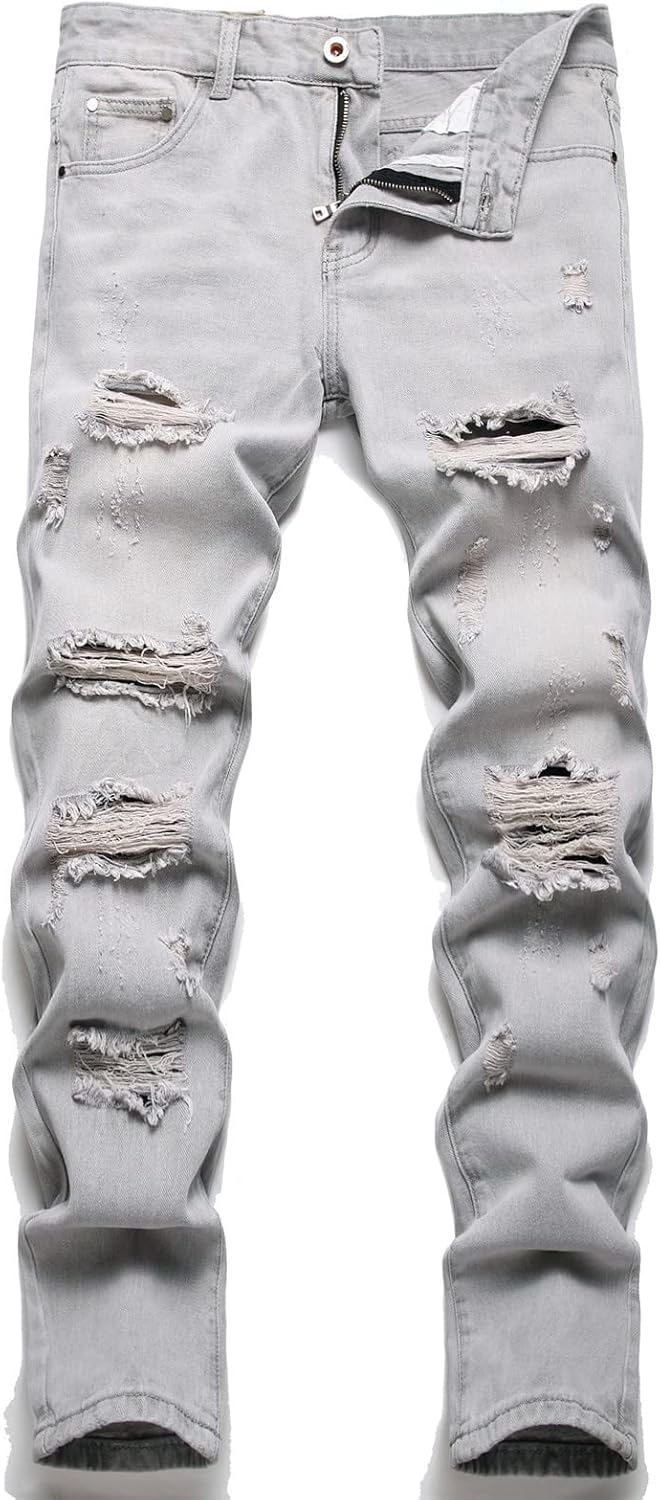AITITIA Men's Ripped Regular Fit Jeans