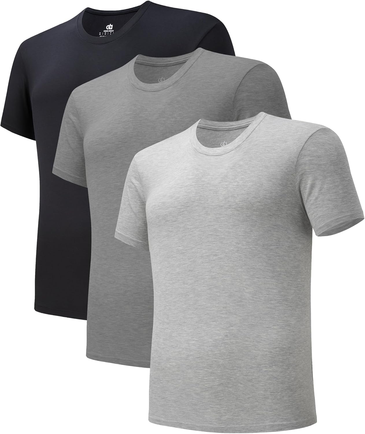 LTF Men's Undershirt Bamboo Rayon Moisture-Wicking Crewneck T-Shirts Stretch Tees for Men, 3 or 5 Pack