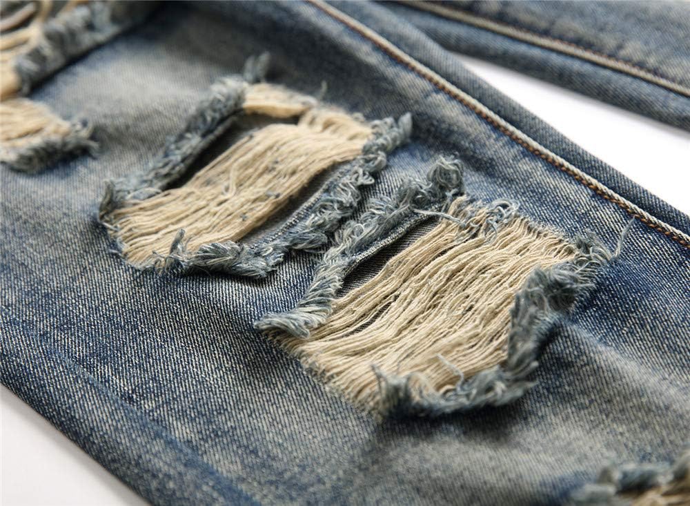 AITITIA Men's Ripped Regular Fit Jeans