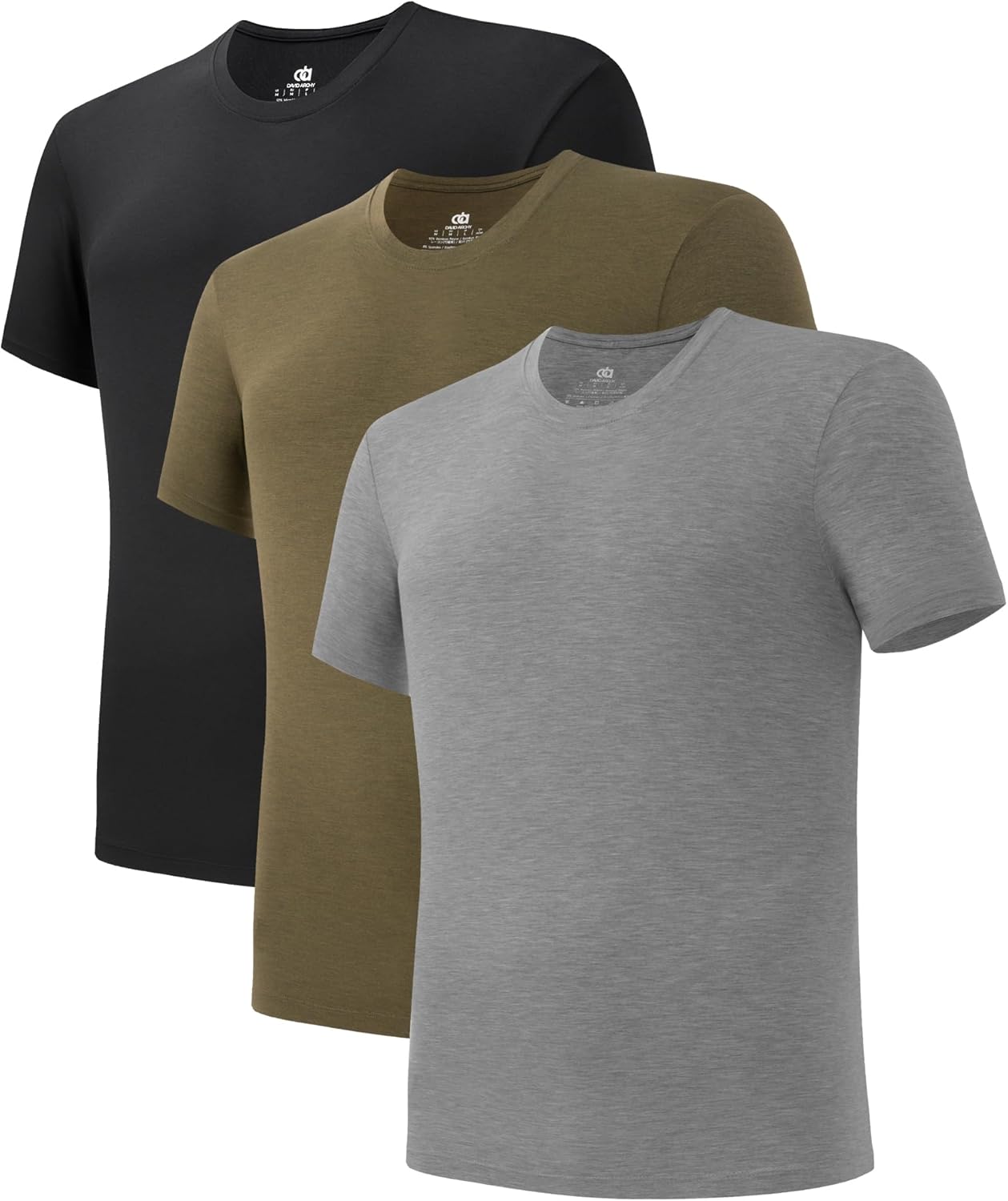 LTF Men's Undershirt Bamboo Rayon Moisture-Wicking Crewneck T-Shirts Stretch Tees for Men, 3 or 5 Pack