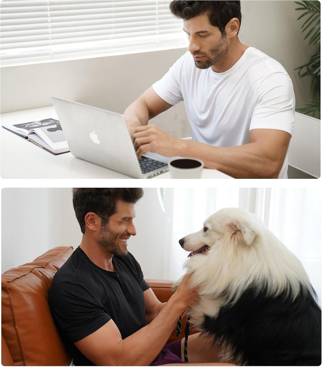 LTF Men's Undershirts Micro Modal Ultra Soft T-Shirts Stretch Moisture-Wicking Crewneck/V-Neck Tees for Men, 3-Pack