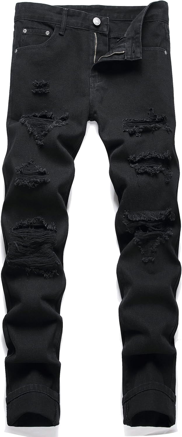 AITITIA Men's Ripped Regular Fit Jeans