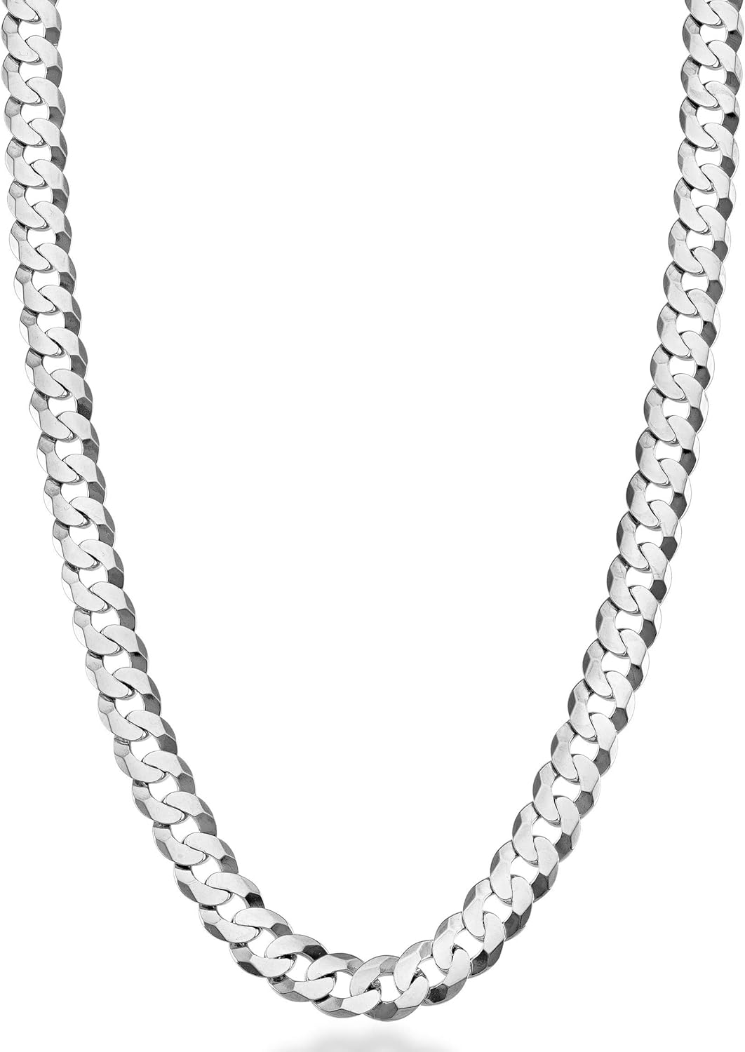 Miabella Solid 925 Sterling Silver Italian 7mm Diamond Cut Cuban Link Curb Chain Necklace for Men Women