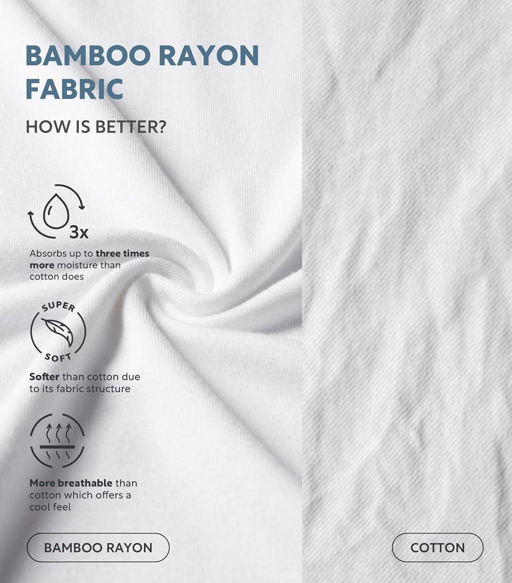 LTF Men's Undershirt Bamboo Rayon Moisture-Wicking Crewneck T-Shirts Stretch Tees for Men, 3 or 5 Pack