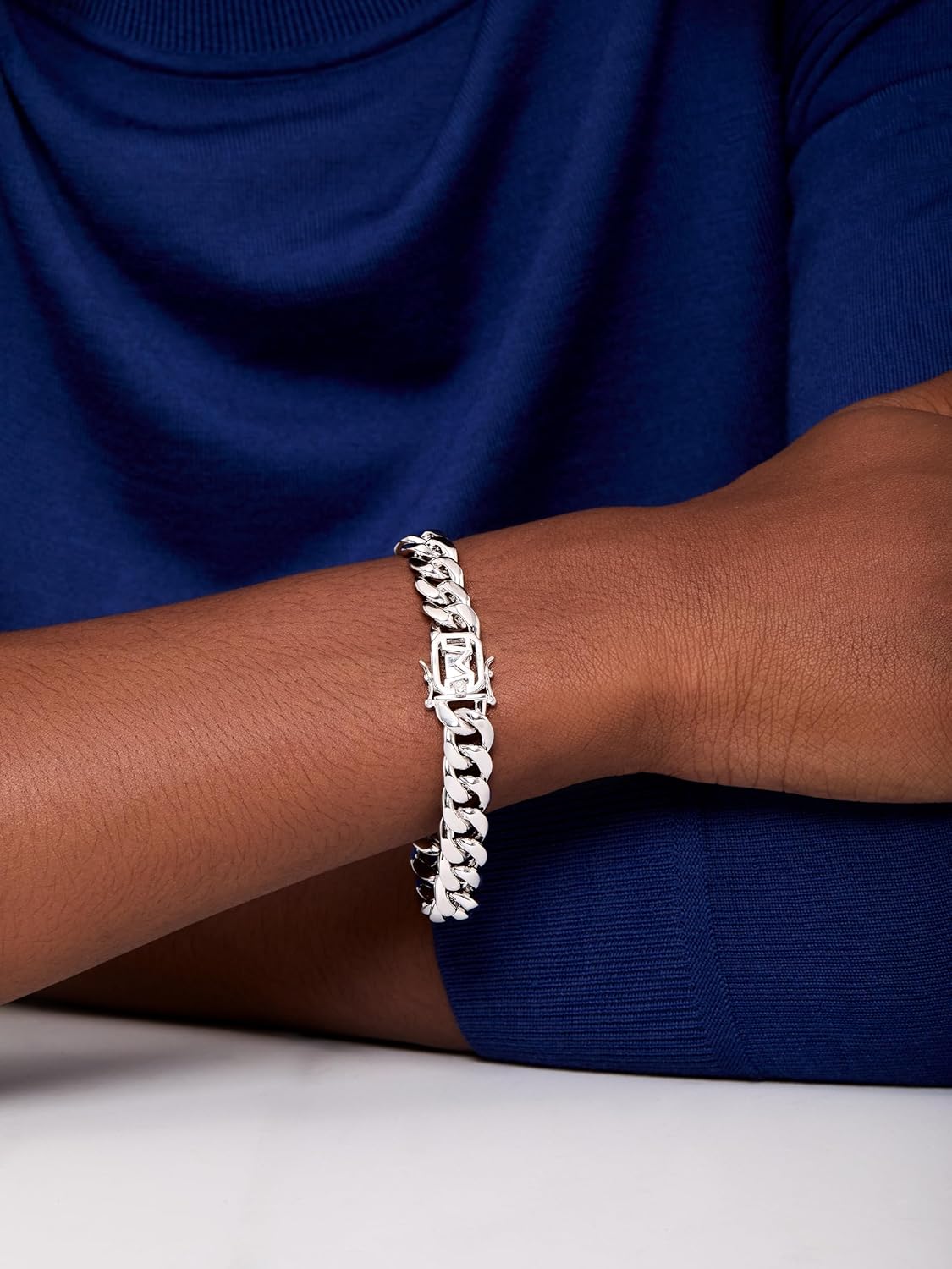 MATEO New York, Classic Cuban Link Chain Bracelet, 8in, Sterling Silver : Clothing, Shoes & Jewelry