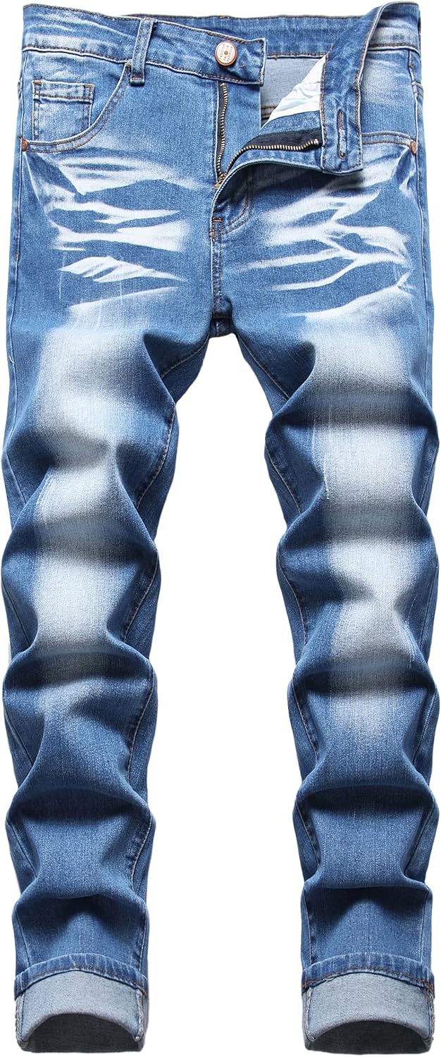 JUNBAOSS Men's Slim Fit Stretch Jeans Ripped Skinny Jeans for Men, Distressed Straight Leg Fashion Comfort Flex Waist Pants