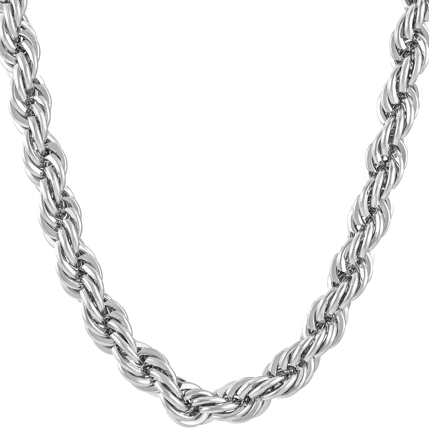 LIFETIME JEWELRY 7mm Rope Chain Necklace 24k Real Gold Plated for Men and Women