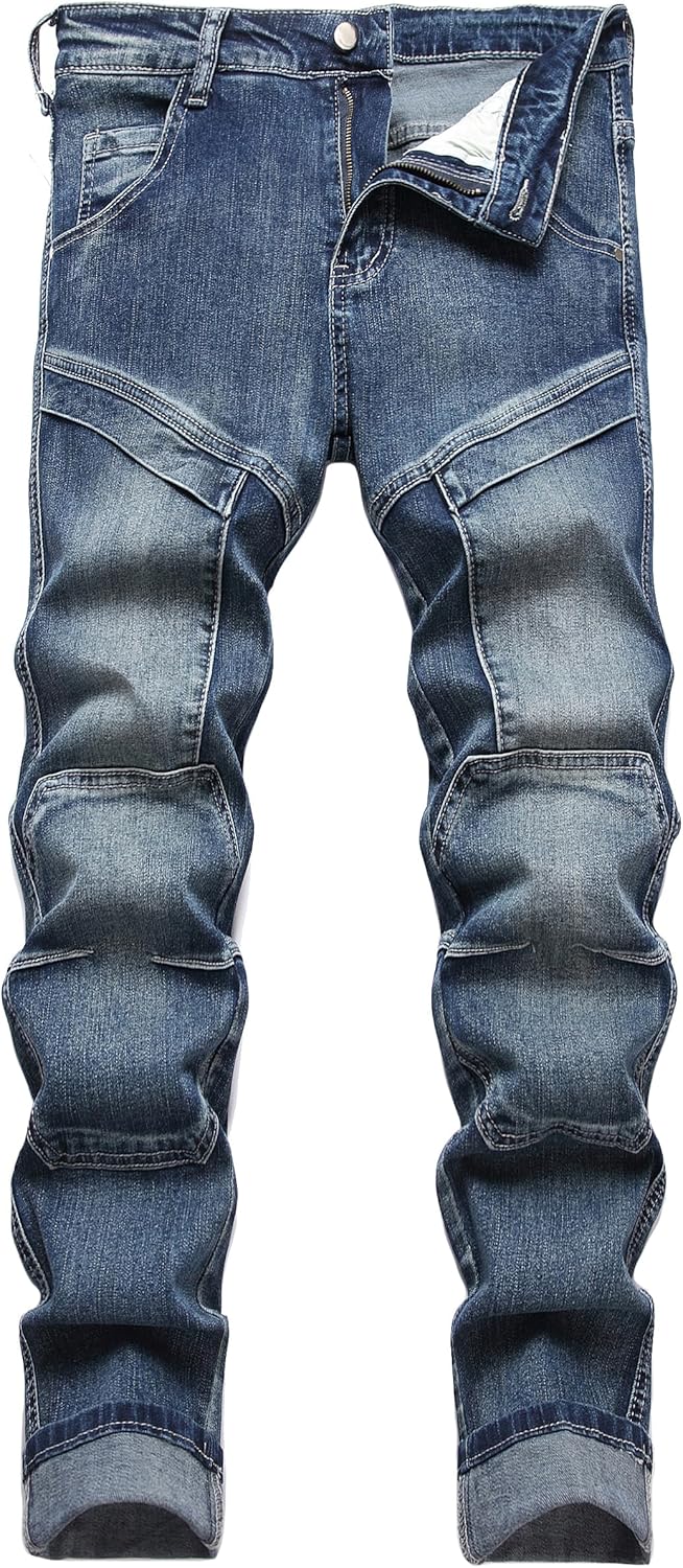 JUNBAOSS Men's Slim Fit Stretch Jeans Ripped Skinny Jeans for Men, Distressed Straight Leg Fashion Comfort Flex Waist Pants