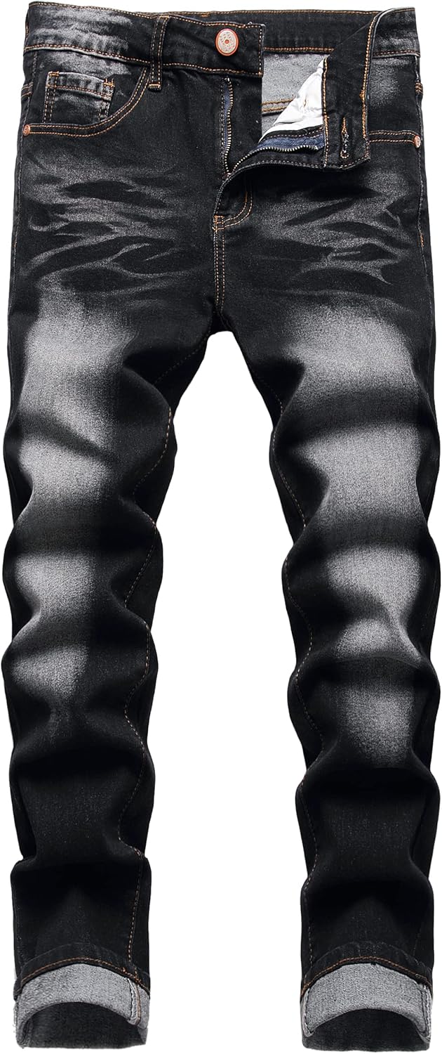 JUNBAOSS Men's Slim Fit Stretch Jeans Ripped Skinny Jeans for Men, Distressed Straight Leg Fashion Comfort Flex Waist Pants