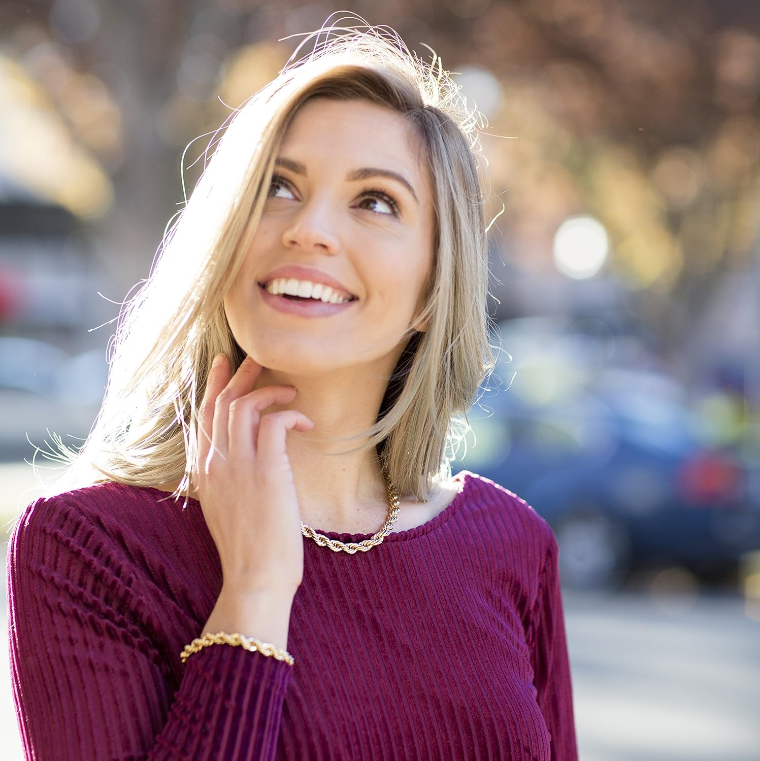 LIFETIME JEWELRY 7mm Rope Chain Necklace 24k Real Gold Plated for Men and Women