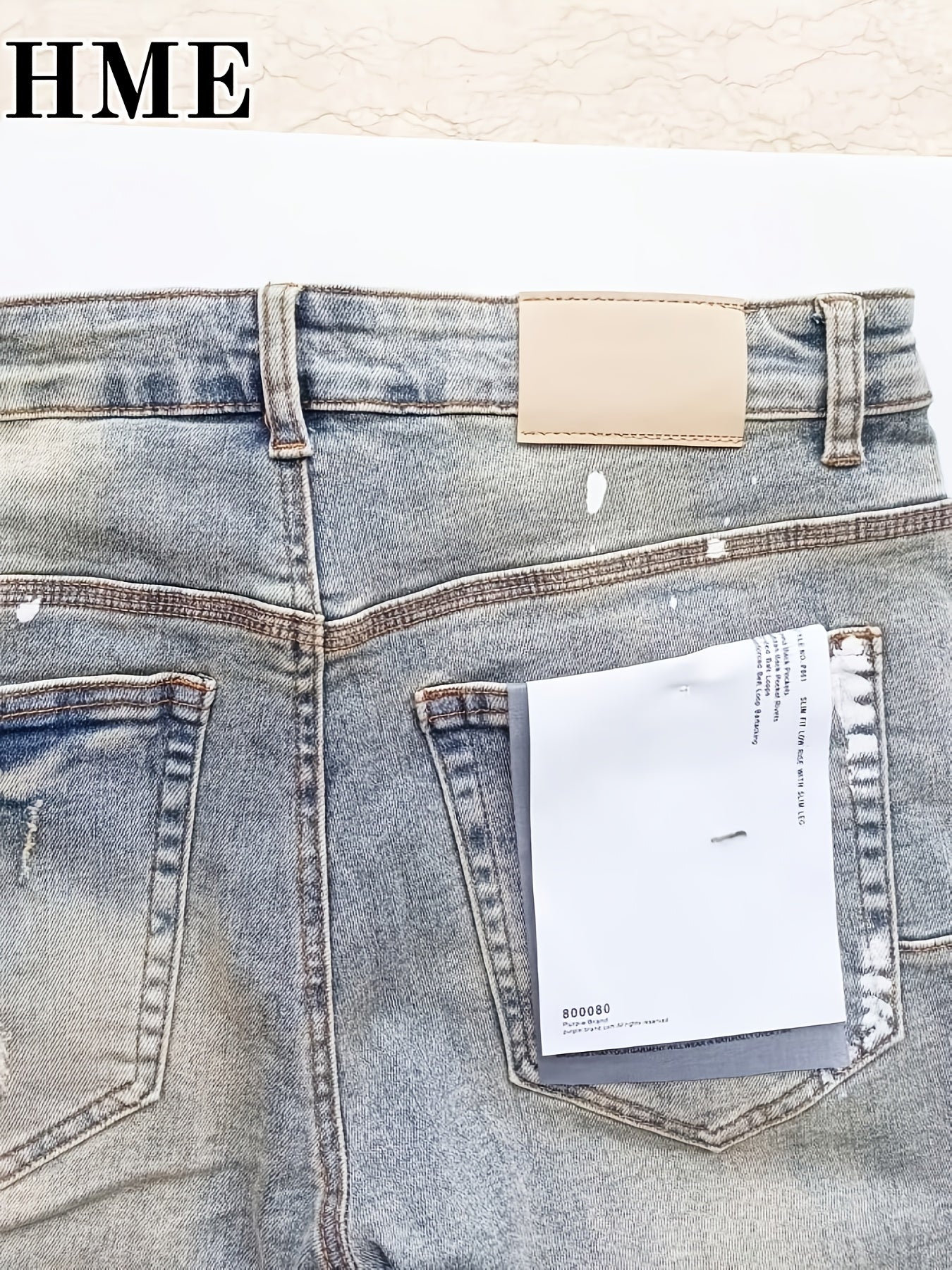 HME Men's Distressed Skinny Jeans - Light Wash Stretch Denim